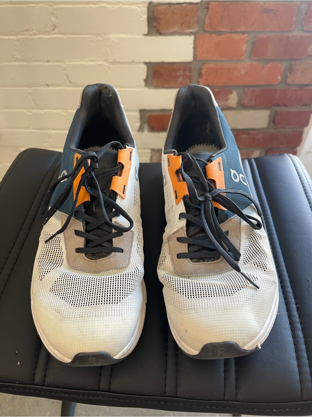 On Running Cloud Men’s Running Shoes — White, Blue & Orange